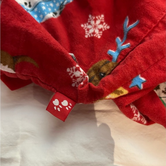 NICK & NORA VINTAGE Reindeer Dog Red Pajama Top Cotton Flannel L - Picture 4 of 11